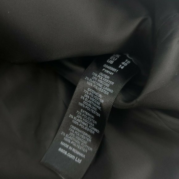 Asos Womens Black Comfort Side Zip Scalloped Hem Short A Line Skirt Size 14 - Picture 4 of 11